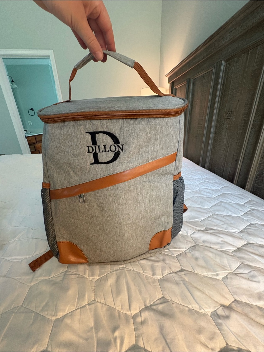 Men's Gray and Tan Cooler Backpack